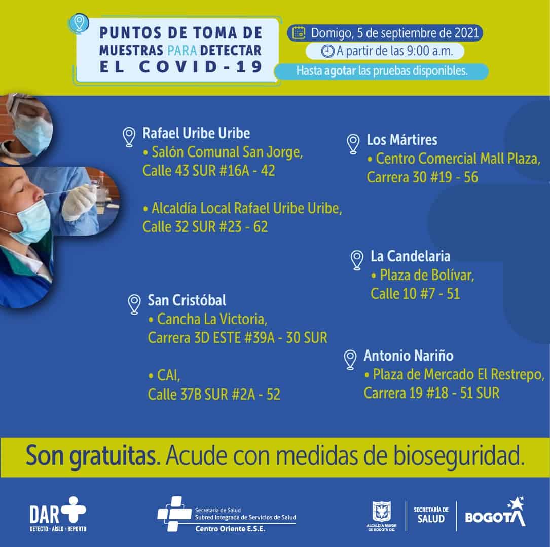 Pruebas covid Bogotá gratis