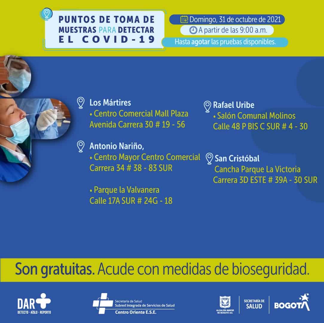 Pruebas covid Bogotá gratis