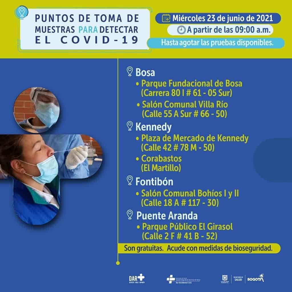 Lugares pruebas covid Bogotá