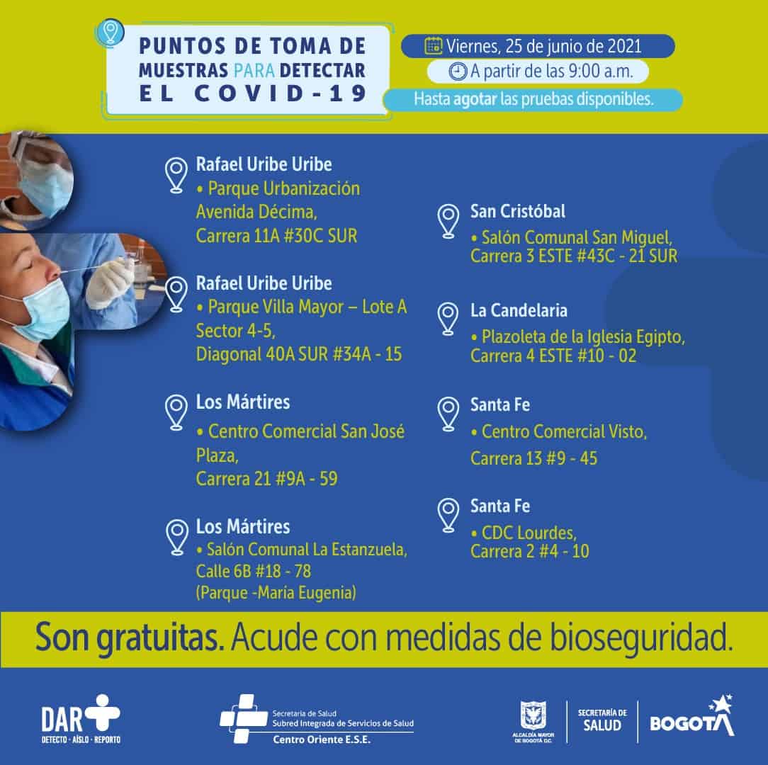 Pruebas covid Bogotá gratis