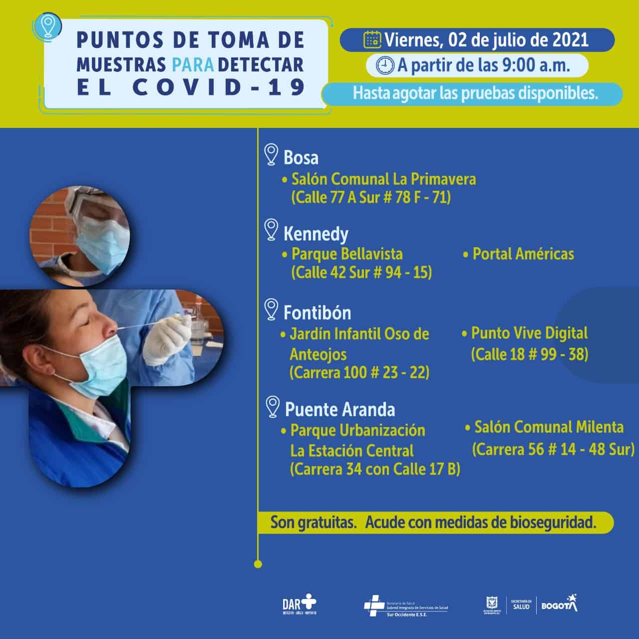 Pruebas covid Bogotá gratis