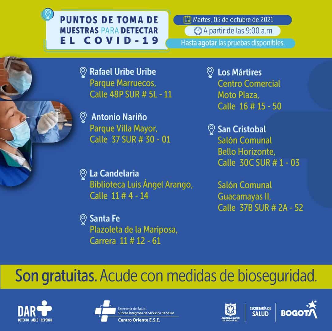 Pruebas covid Bogotá gratis