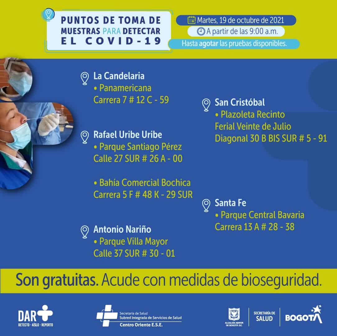 Pruebas covid Bogotá gratis