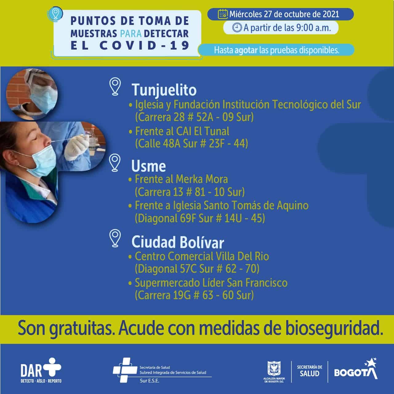 Pruebas covid en Bogotá