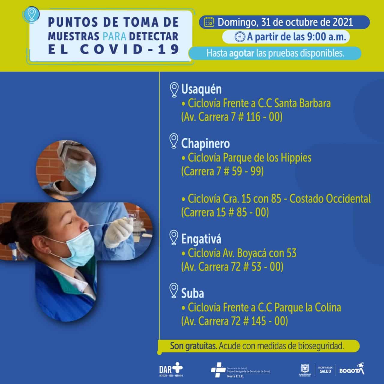 Pruebas covid Bogotá gratis