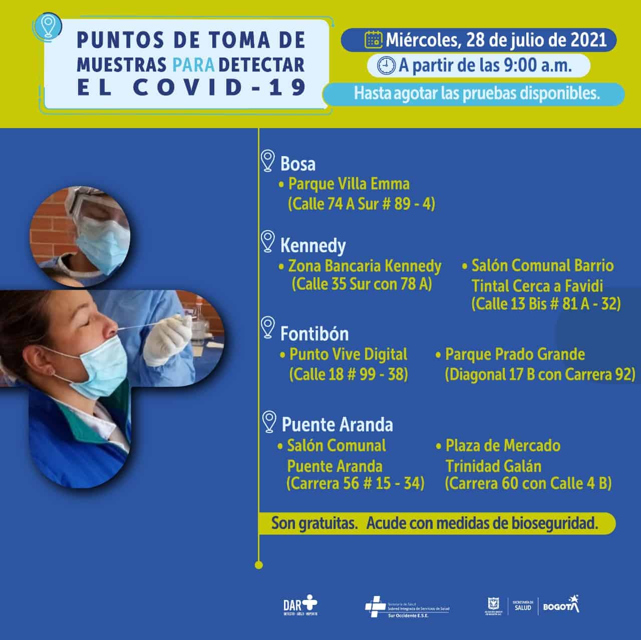 Pruebas covid en Bogotá