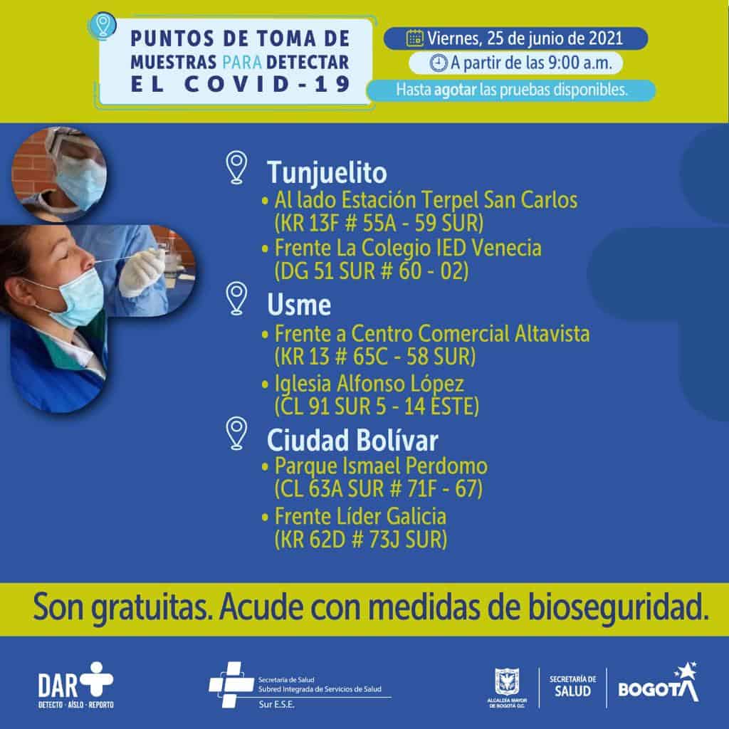 Pruebas covid Bogotá gratis