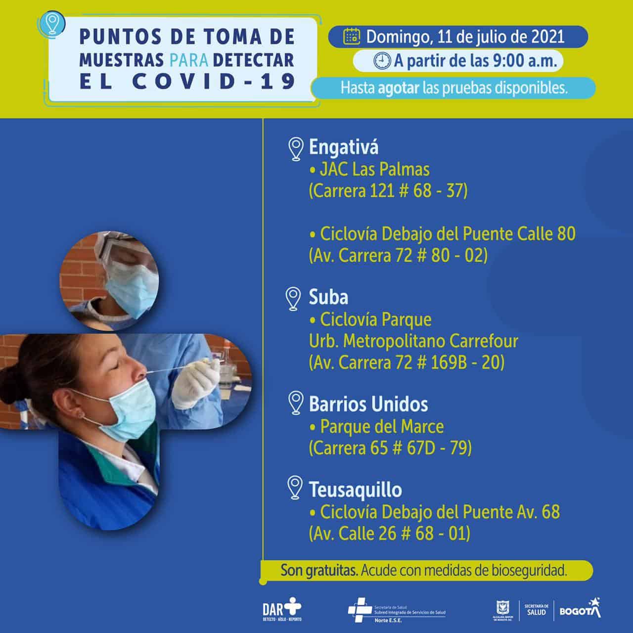 Pruebas covid gratis en Bogotá