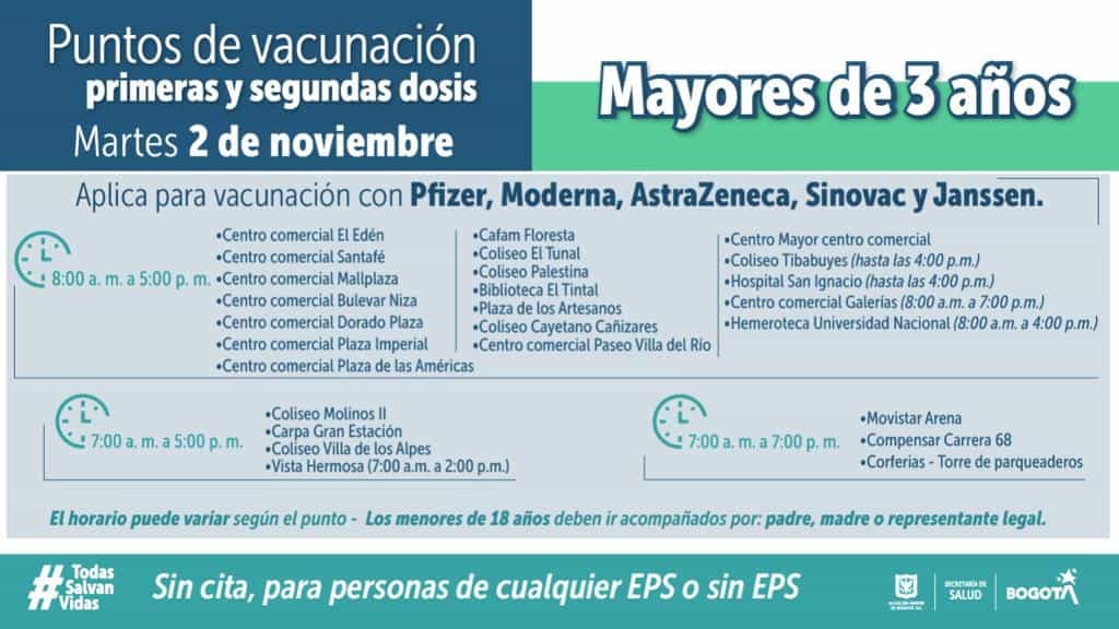 Vacunación Bogotá 2 de noviembre / Bogotá