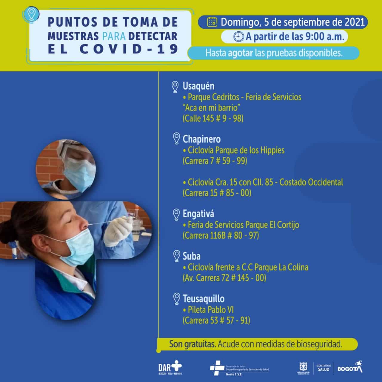 Pruebas covid Bogotá gratis