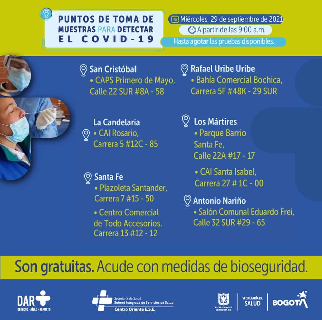 Pruebas covid en Bogotá