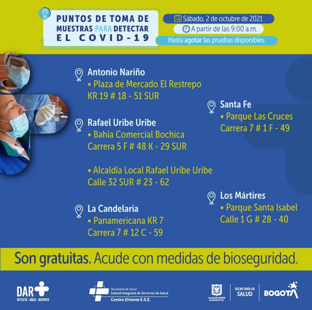 Pruebas covid Bogotá gratis