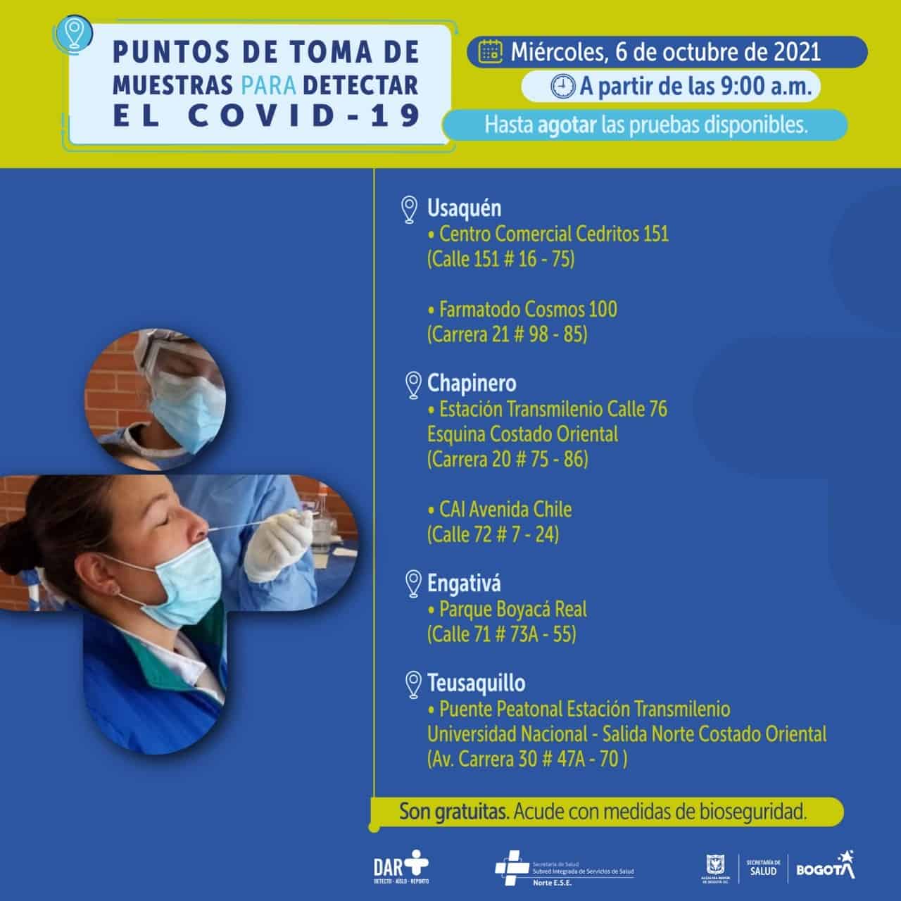 Pruebas covid Bogotá gratis