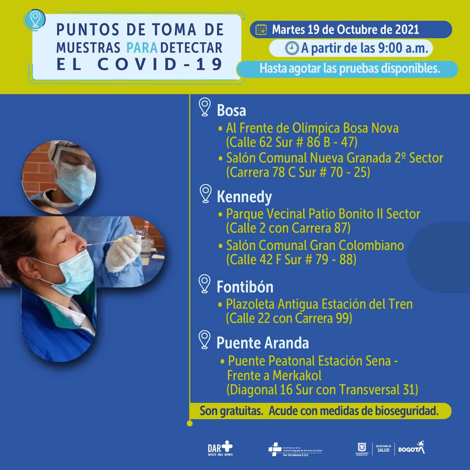 Pruebas covid Bogotá gratis