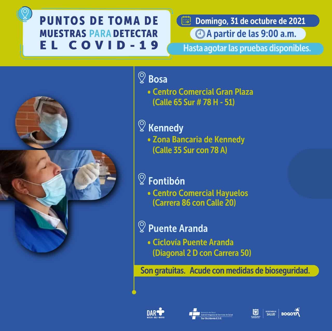 Pruebas covid Bogotá gratis