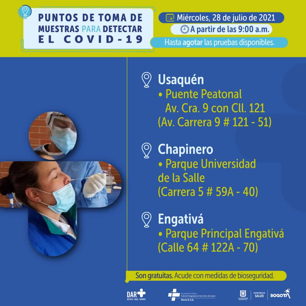 Pruebas covid en Bogotá