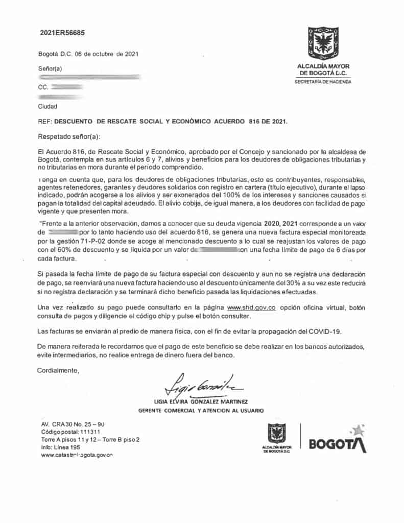 Ejemplo de carta falsa