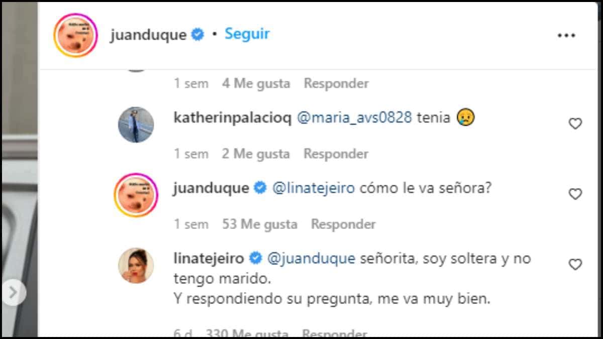 Comentarios de Lina Tejeiro/ Foto: Captura de Patalla