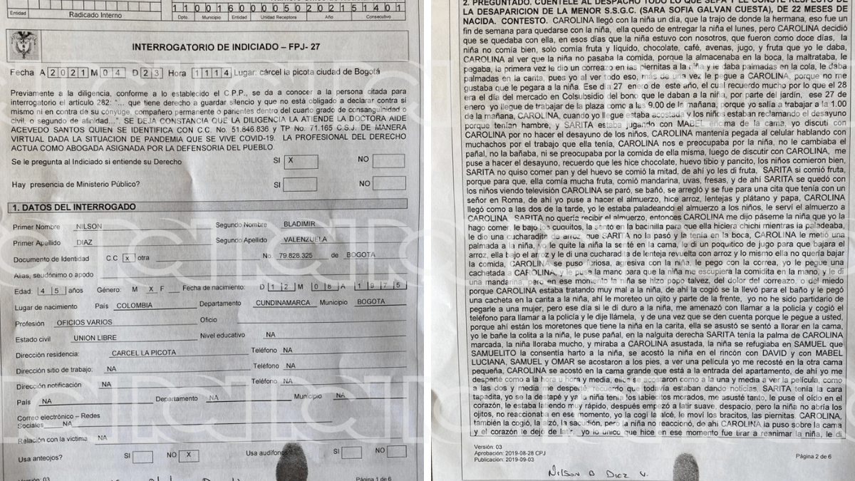 Declaración Sara Sofía 1