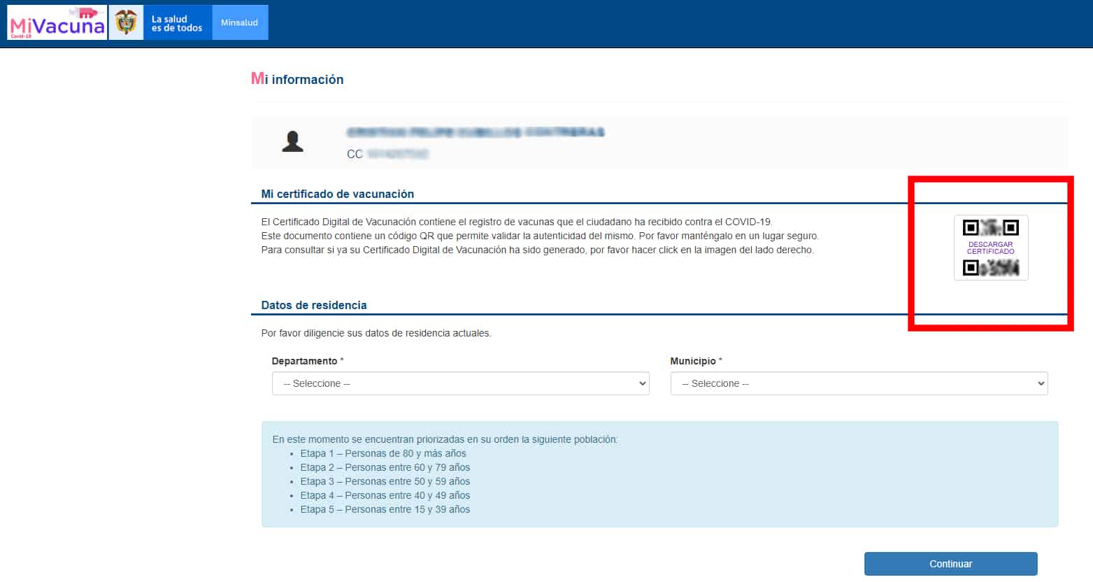Descargar certificado de vacunación covid-19