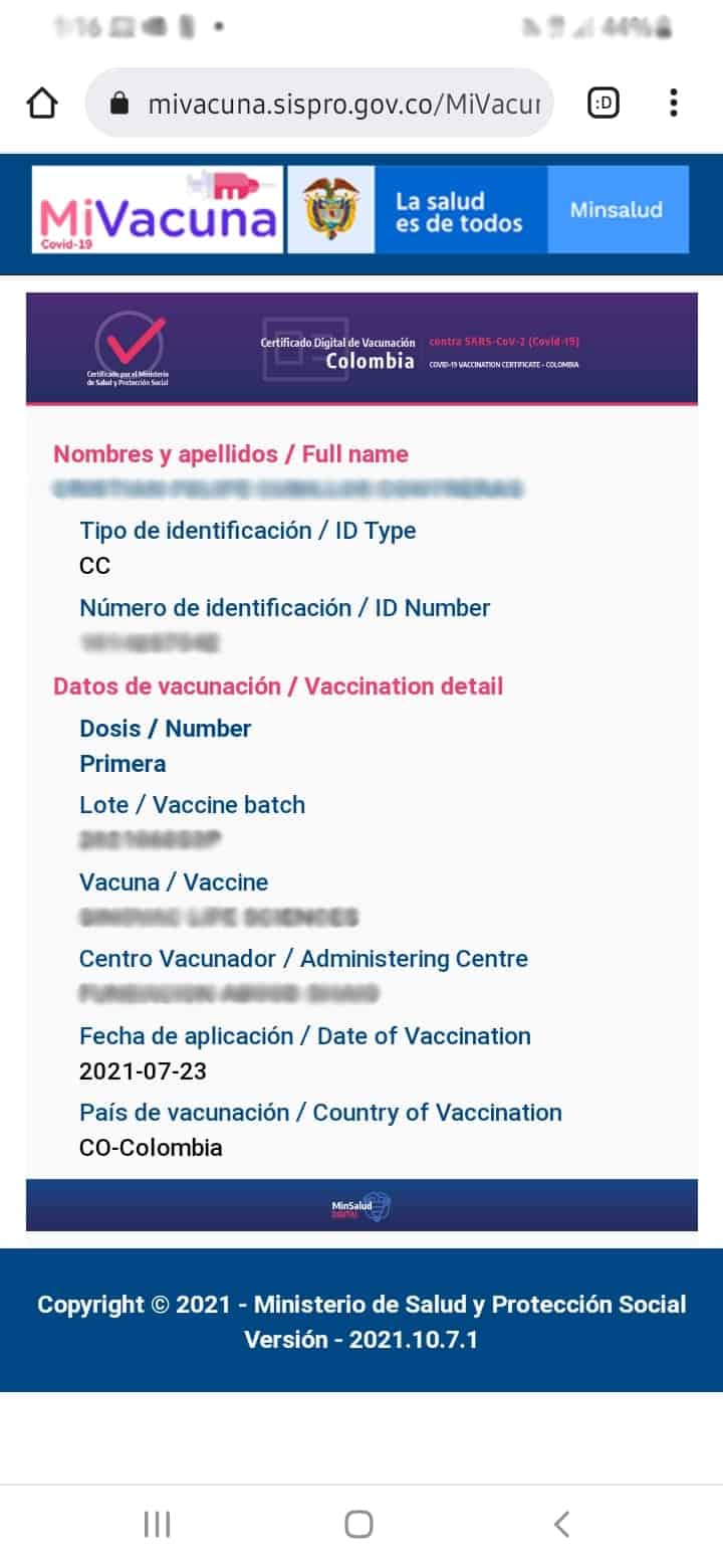 Descargar certificado de vacunación covid-19