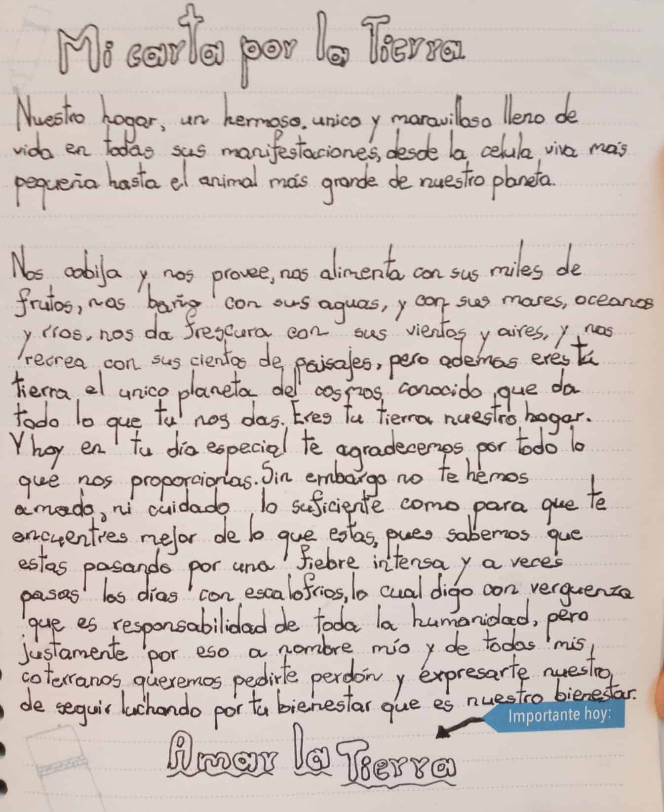 Carta a la tierra Francisco Vera 