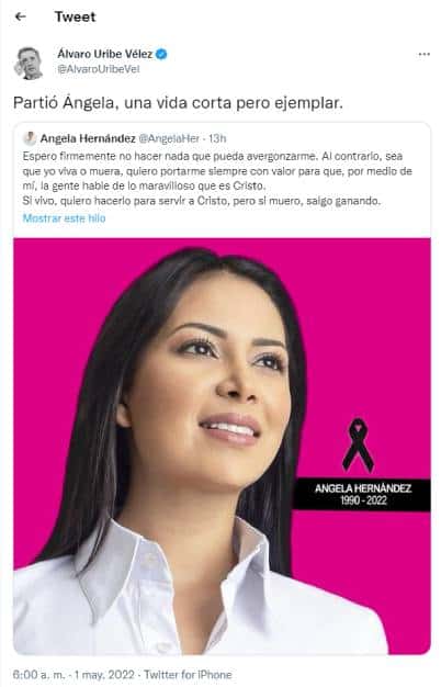 Captura Twitter @AlvaroUribeVel