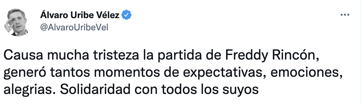 Álvaro Uribe despide a Freddy Rincón
