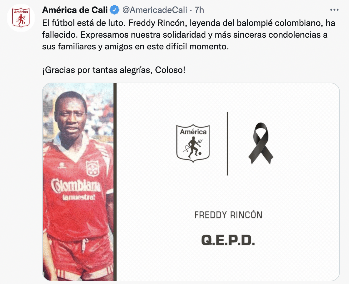 América de Cali despide a Freddy Rincón