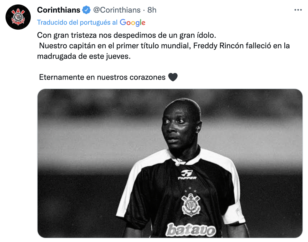 Corinthians rinde homenaje a Freddy Rincón