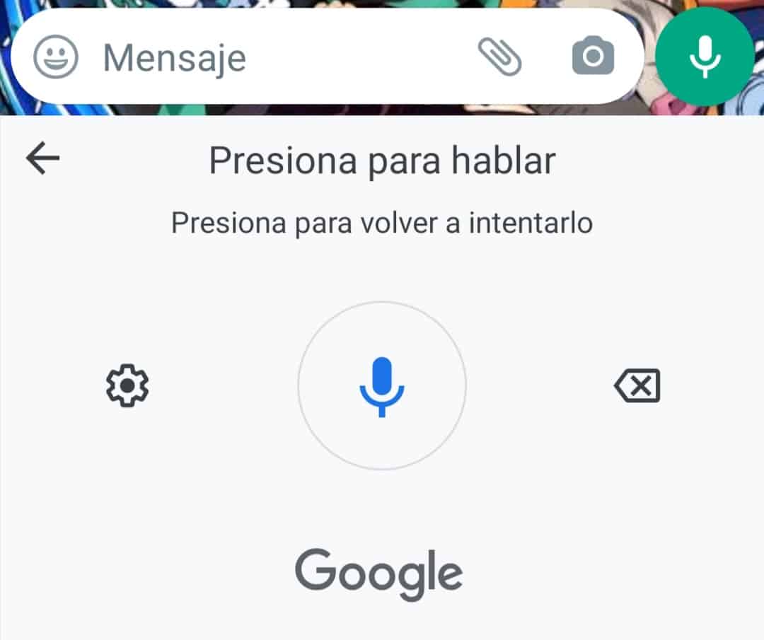 Dictado de voz de WhatsApp