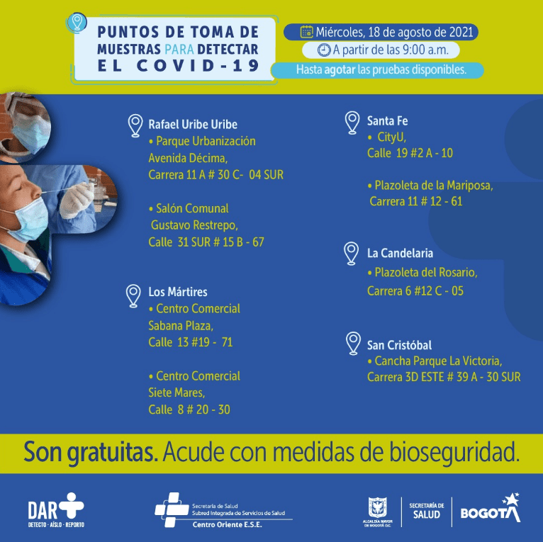 Pruebas covid Bogotá