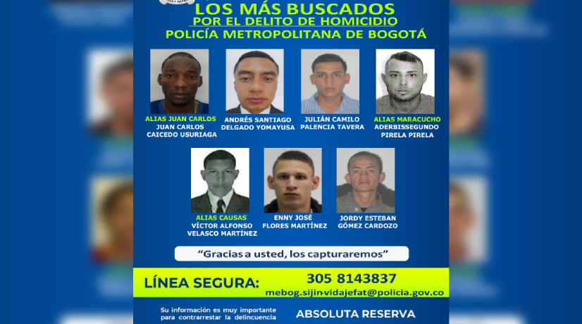 Publican cartel de los más buscados por homicidio y hurto en Bogotá - Foto: Policía