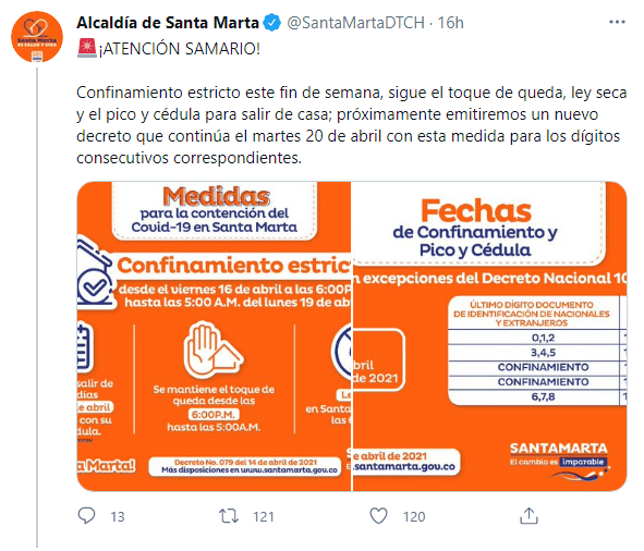 Medidas en Santa Marta