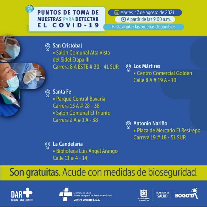 Pruebas covid Bogotá gratis