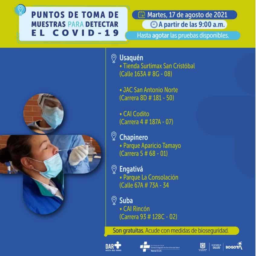 Pruebas covid Bogotá gratis