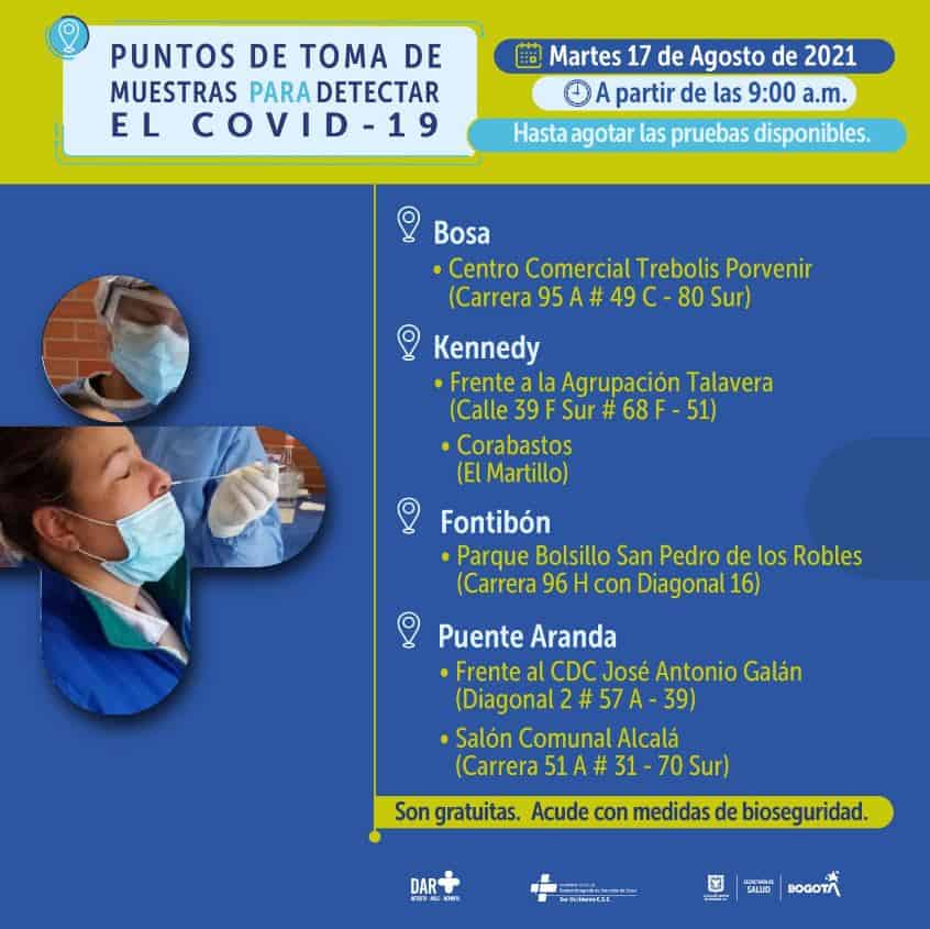 Pruebas covid Bogotá gratis