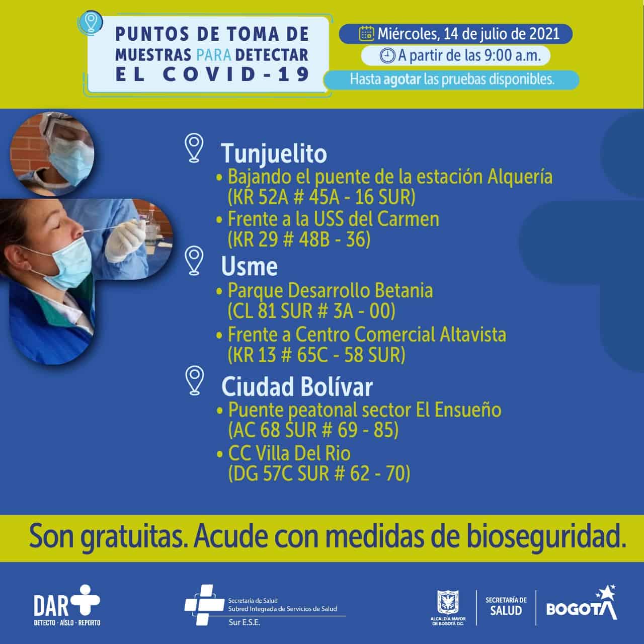 Pruebas PCR gratis en Bogotá