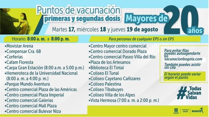 Puntos vacunación en Bogotá