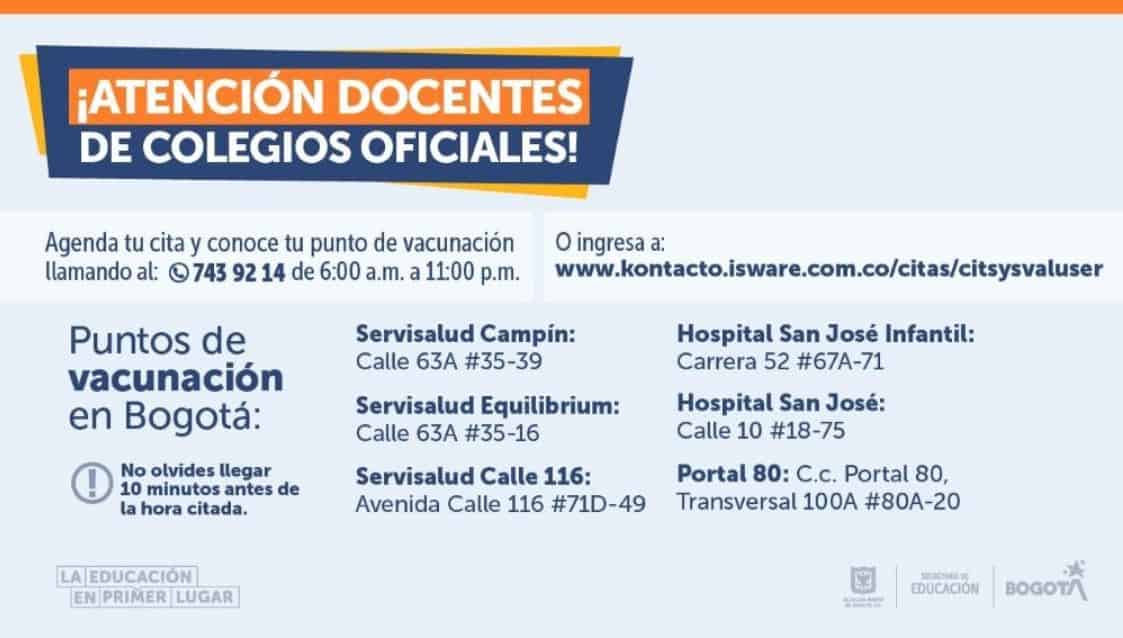 Puntos de vacunación en Bogotá