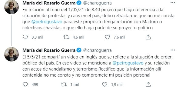 María del Rosario Guerra sobre trinos Petro