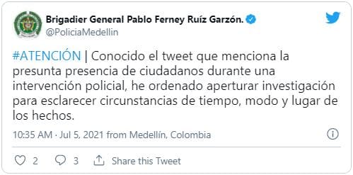 Foto: @PoliciaMedellin (Twitter)