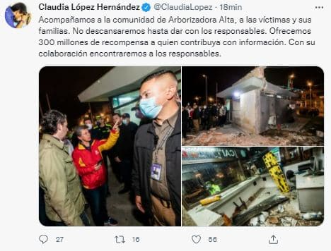 Claudia López sobre ataque en CAI de Bogotá