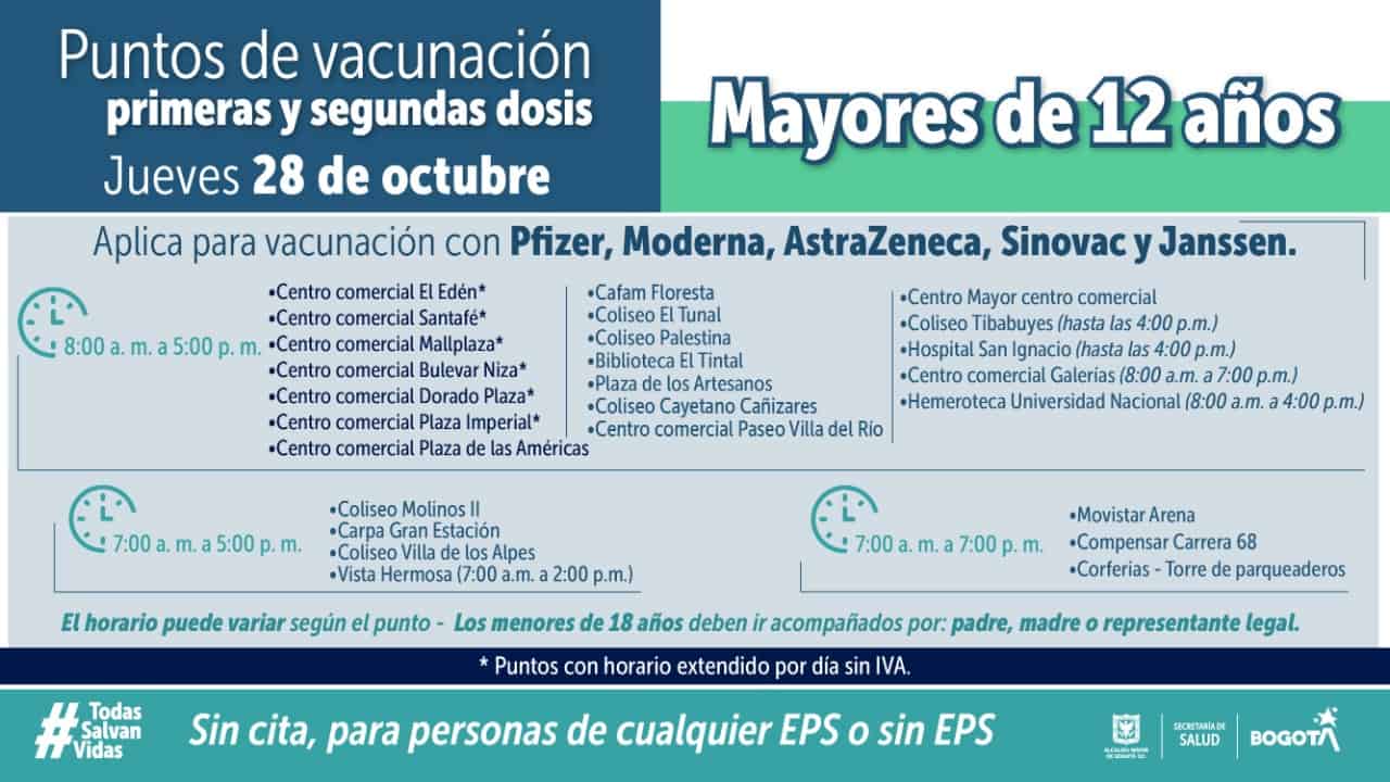 Vacunas gratis en Bogotá