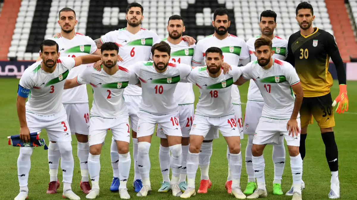 Los jugadores de Irán antes de un partido amistoso contra Senegal.