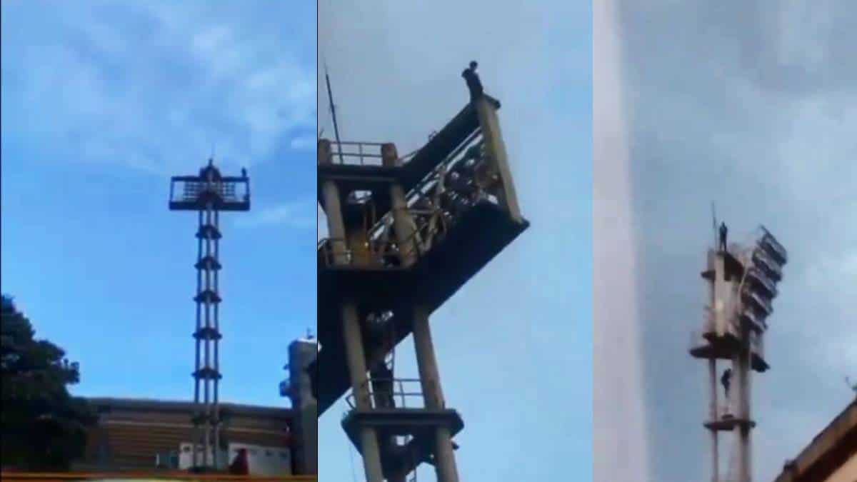 Rescatan a joven que subió hasta una de las torres de iluminación del Campín
