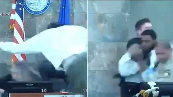 Video: Hombre atacó a jueza por negarle su libertad condicional en Estados Unidos