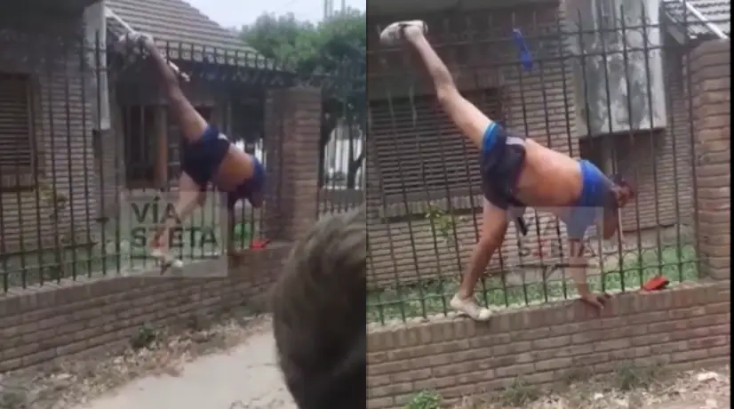 Video: Delincuente intentó robar una casa y terminó colgado de una reja en Argentina