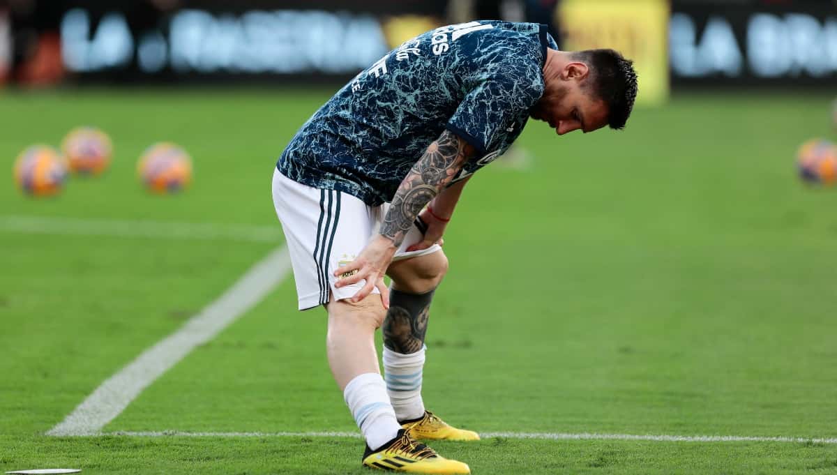 Messi en calentamiento