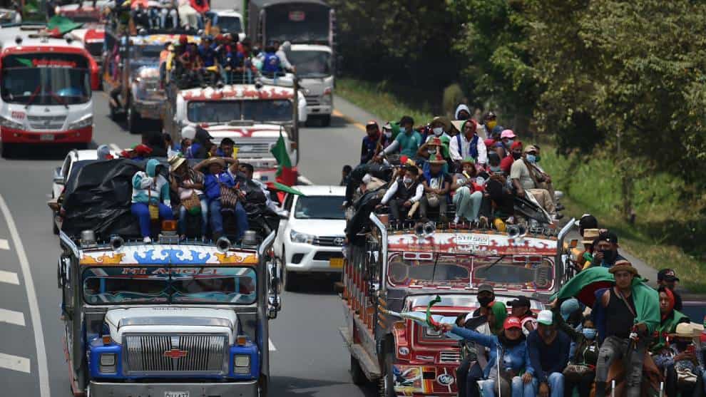 Minga indígena hizo su primera parada en Armenia, en su camino a Bogotá